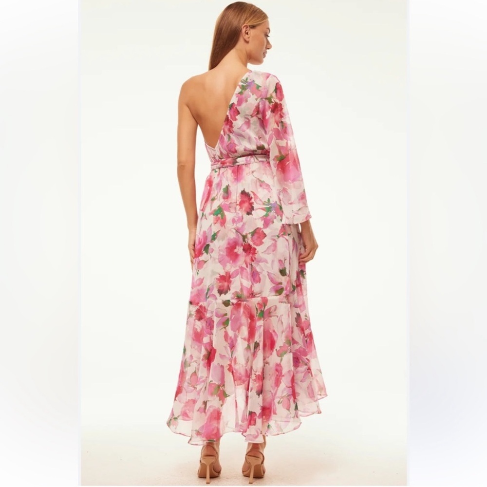 Misa Sabrina Dress One Shoulder Belted Ruffle Midi - Picture 3 of 12